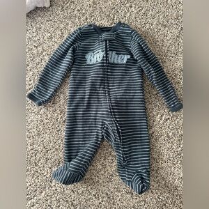 Carter's Navy and White Striped 'Brother' Footed One-Piece